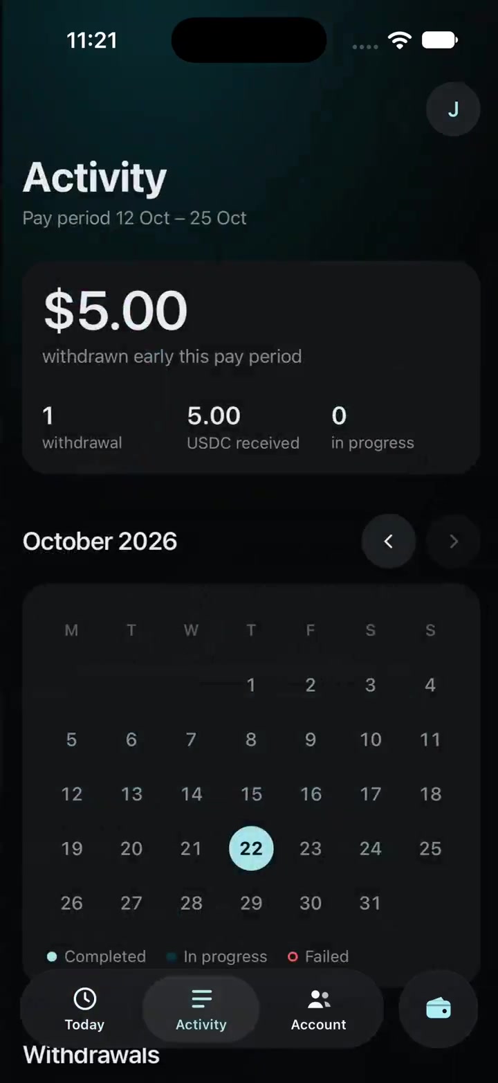 Soonr Activity screen