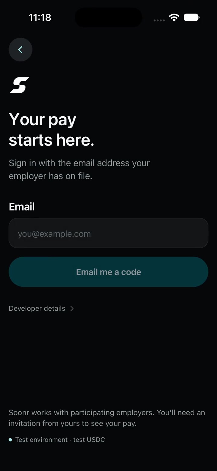 Soonr sign-in screen